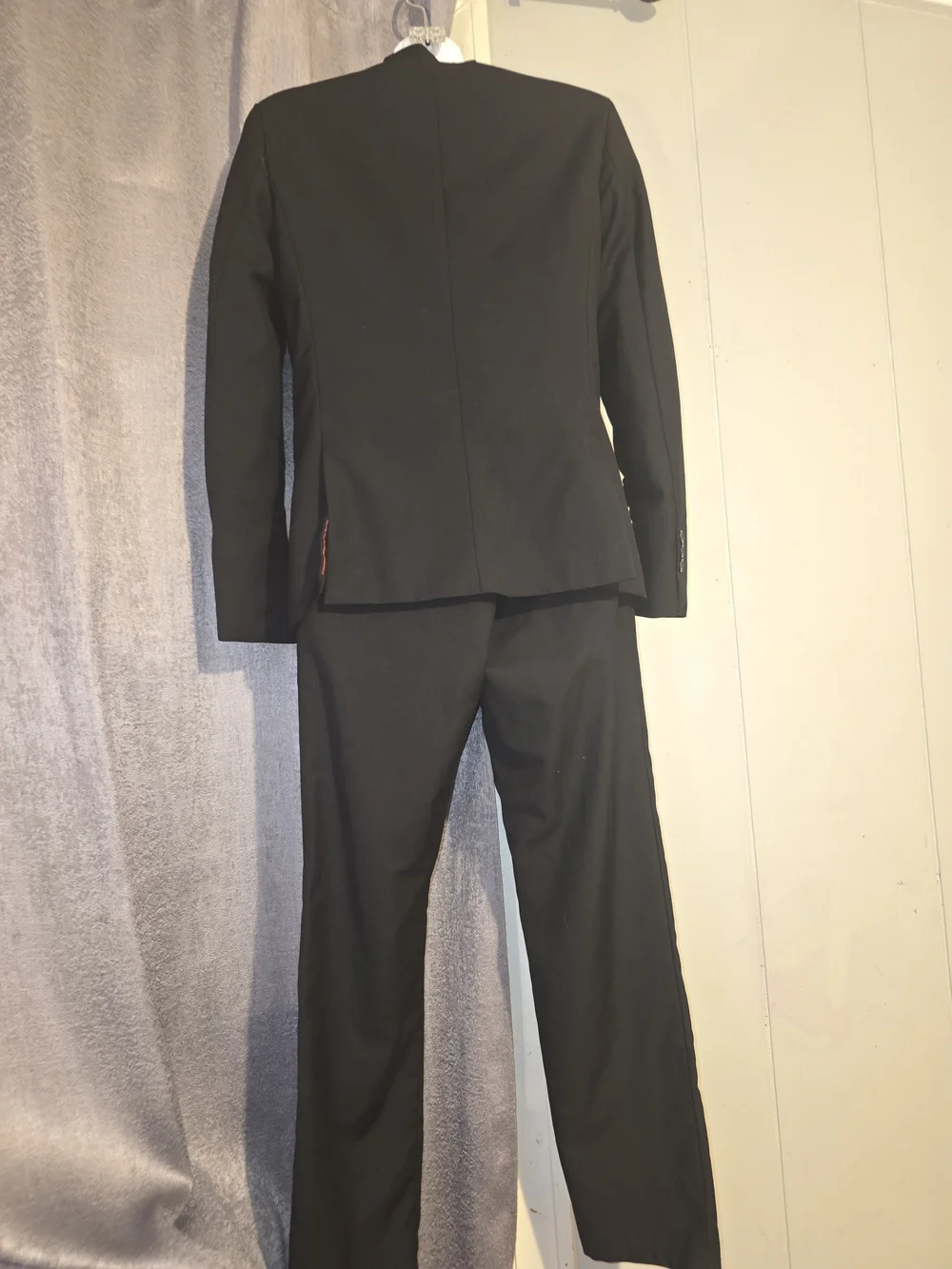 Kids Black Mandarin Collar Blazer and Trouser Set